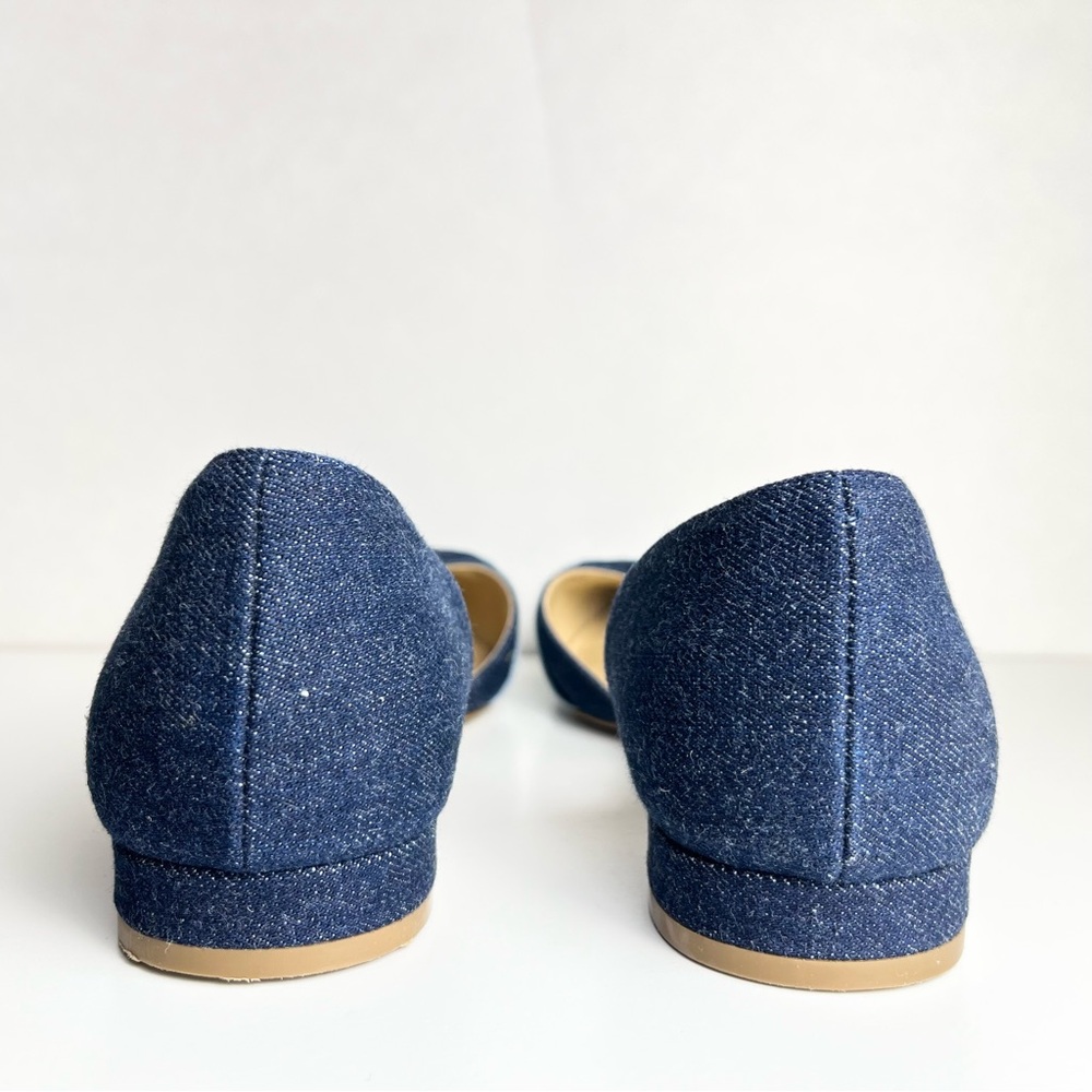 Talbots Edison D'Orsay Bow Flats Shoes 8.5 Blue Denim Classic Preppy Office Chic - Picture 5 of 6